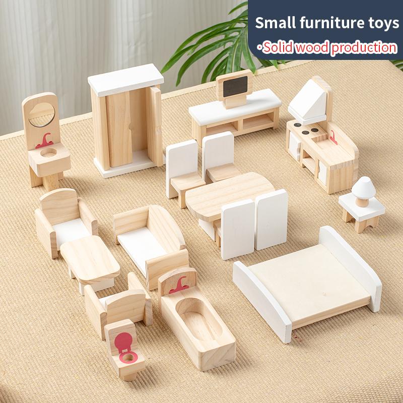 

Simulated room wooden children s toys, pretend play mini furniture, hands-on and educational design, display for early education
