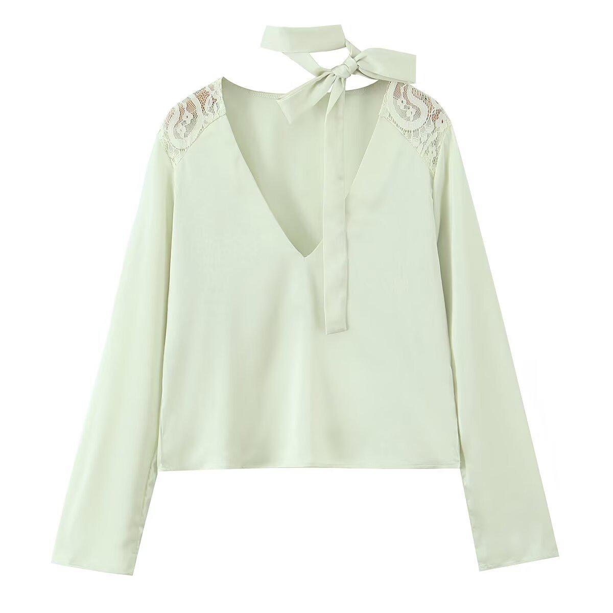 

Весна 2025 Женский Европейский и Американский Стиль Кружево Сатин Пуловер L