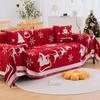 Christmas Sofa Cover Throw Blanket Red Snowflake Santa Chenille Sofa Towel Universal Furniture Protector with Tassels Xmas Home Decor for Living Room