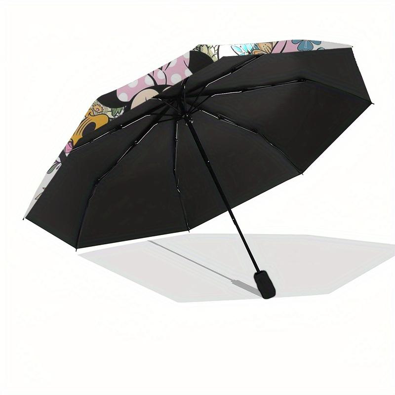Disney Mickey Mouse,Minnie Mouse,Daisy Duck Manual Opening and Closing Umbrella, 8-Rib Reinforced Folding Design, Lightweight