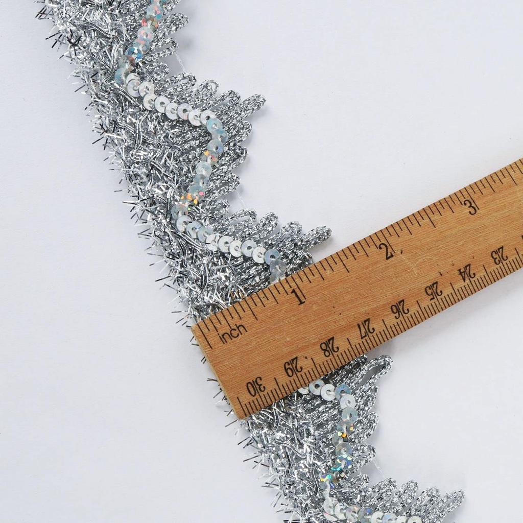 2 Yards Sequined Lace Trim Fabric Ribbon DIY Crafts 4CM Wide