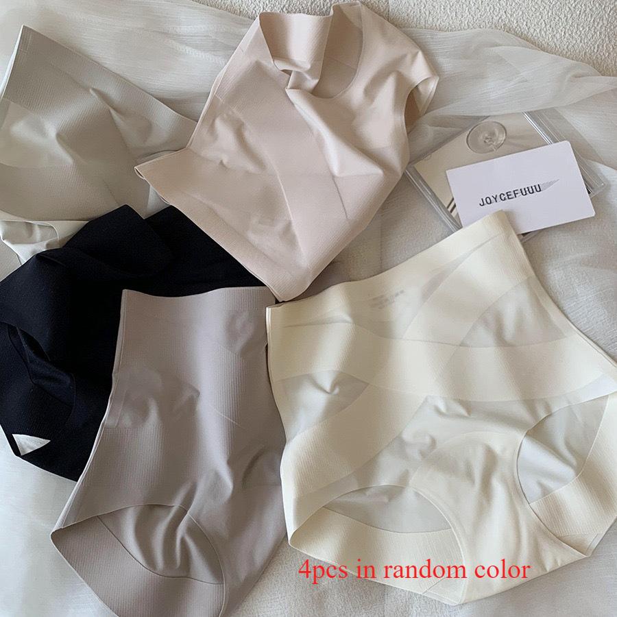 4pcs/lot Panties Female Lightweight Plastic Waist Tight Pantys High Waist Silk Trace Underwear for Women Briefs Lingerie
