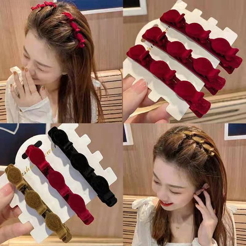 Flocked Bangs Hair Clip Black Headwear Women Cute Barrettes Hairgrip Alice Braided  Hairpins Hair Accessories