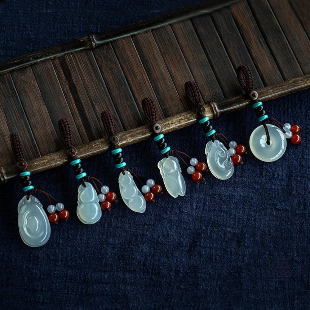 Bag Hanging Lucky Stone Pendant Beads Car Keyring Creative Phone Chain Lanyard  Key Decoration
