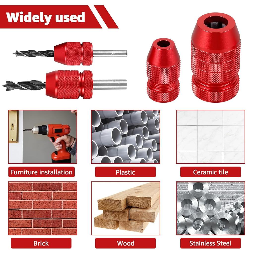 2Pcs Drill Depth Stop Set Aluminum Alloy Drill Stop Precise Drill Size Range 5/64-3/16 15/64-7/16 for Furniture Tile Metal Wood
