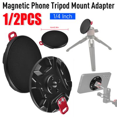 1/4 Inch Screw Hole Magnetic Phone Tripod Mount Adapter for Magsafe for iPhone 16/15/14/13/12 Series Phone Tripod Holder Adapter