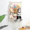1pcs 3-Tier Wall-Mounted Plush Toy Organizer Cotton Rope & Wooden Storage Shelf for Books Decor Hanging Net Pocket Display Rack
