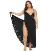 XL-4XL Large Women's Embossed Cut-out Beach Blouse Irregular Dress