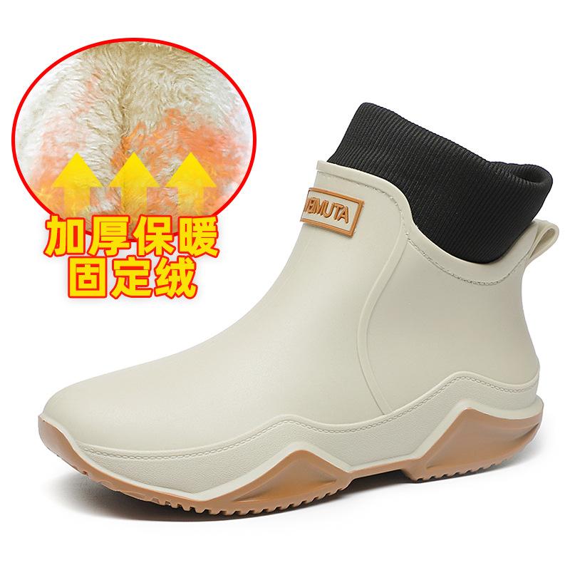 Rain shoes short water shoes couple outdoor women's rain boots fishing work casual men's water boots thermal shoes