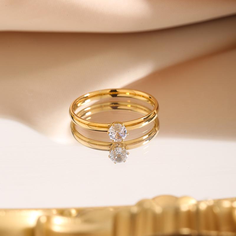 Корейська мода Титанова сталь Кільце для пари з мікровставками циркону