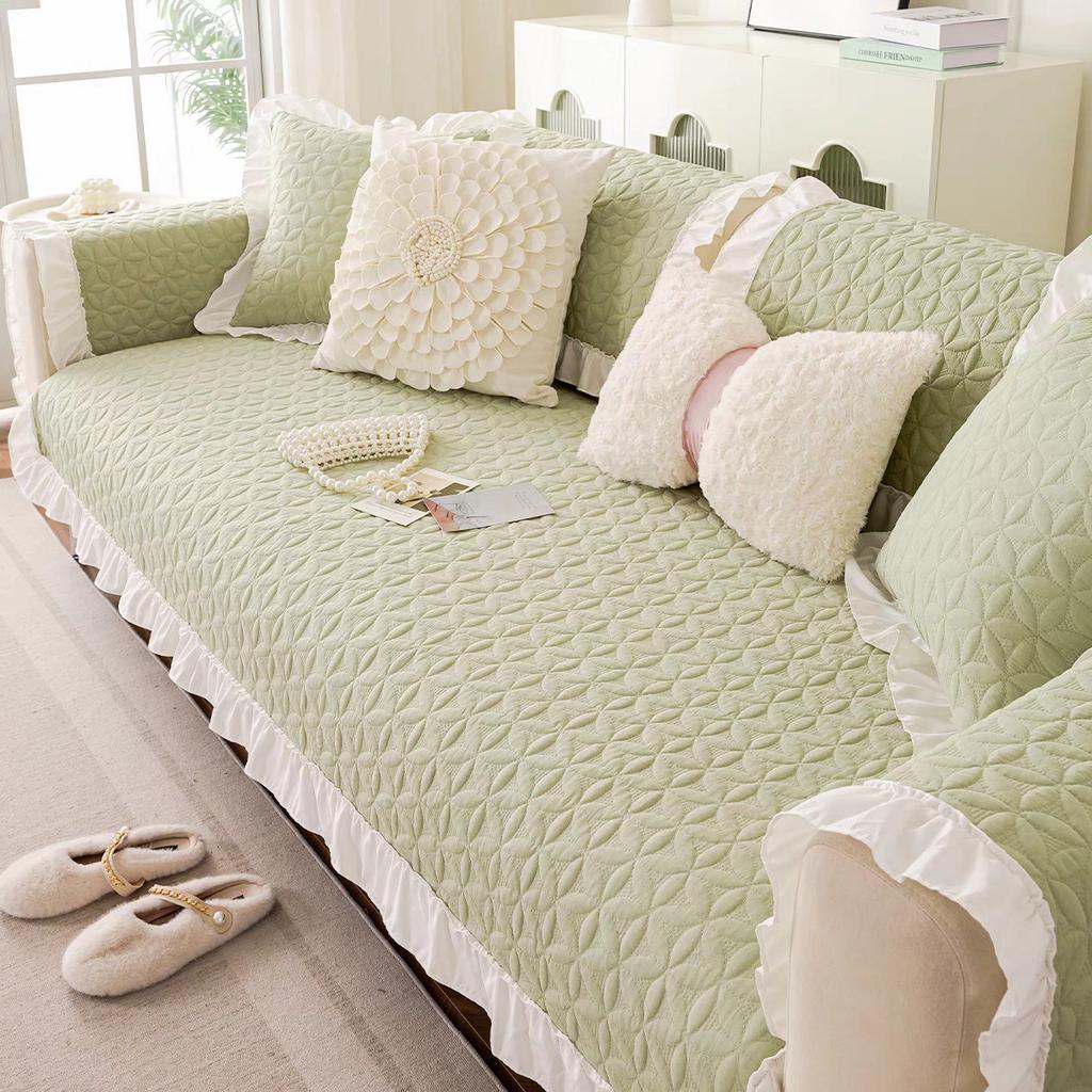 Velkoobchod Polštář na pohovku Čtyřsezónní Univerzální Látkový Sedák Čistá Bavlna Krémový Větrný Okraj Lotosového Listu Protiskluzový Potah na Pohovku Ručník