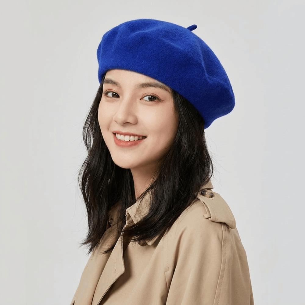 Soft Beret Hat Knitted Beanie Cap Streetwear Wool Painter Hat Daily Outfit