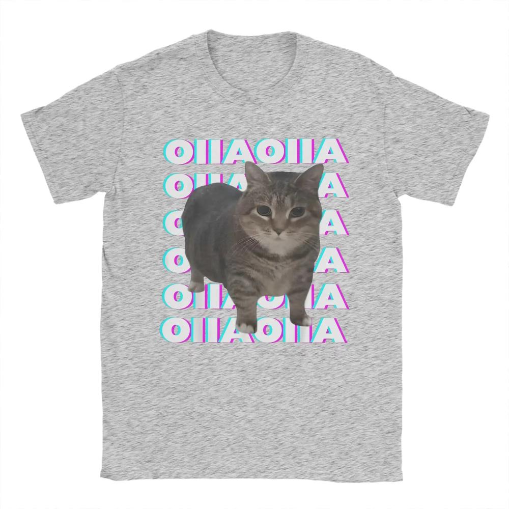 

OIIA OIIA Spinning Cat Meme Glitch Disco Funny Trendy Tees Sleeve Round Clothing Summer Sleeved Oversized T Shirt 4XL
