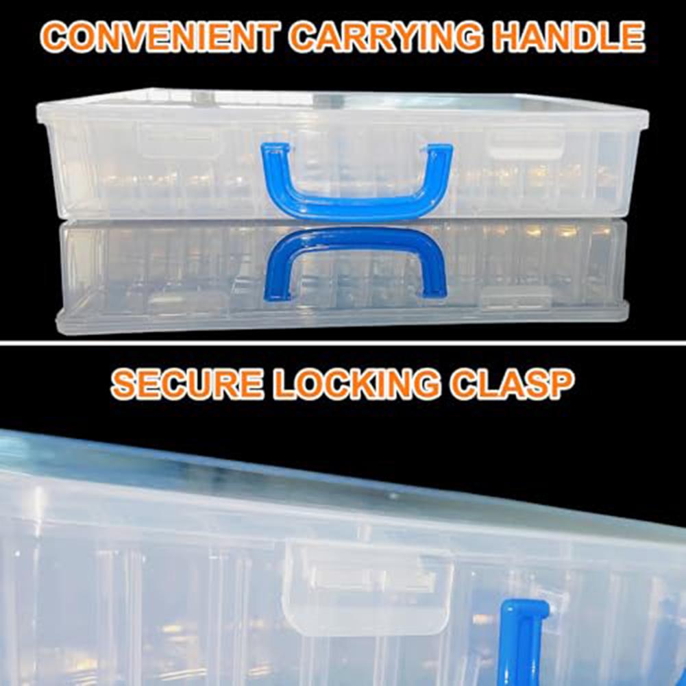 Portable clear bead organizer box with 61 compartments for craft supplies small parts screws and household storage with labels