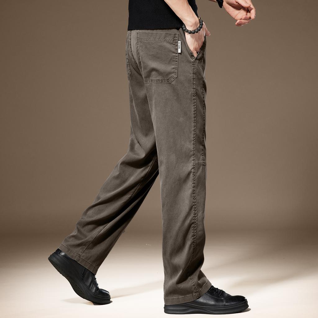 High-end American Lyocell casual pants for men's summer new loose straight drape versatile wide-leg trousers for men