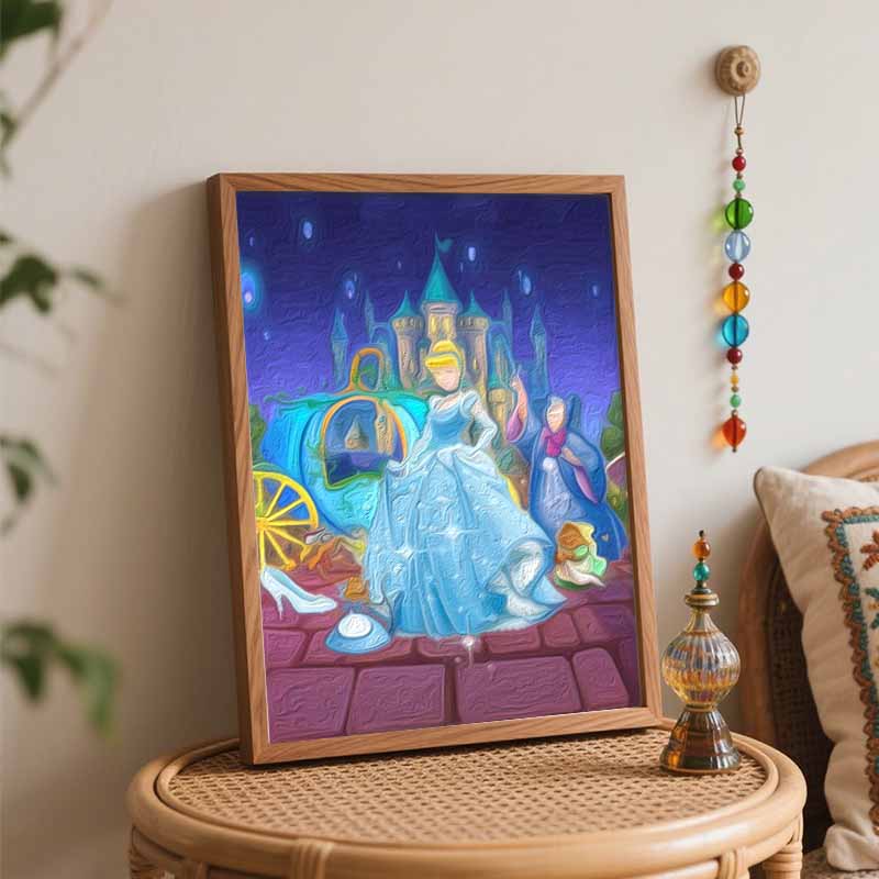 Disney Cinderella Digital Oil Painting Hand Painting Kit Diy Home Decoration Castle Pumpkin Carriage Princess Fairy Godmother