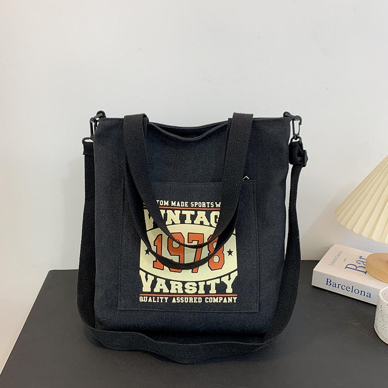

Thickened canvas bag, the same for men and women, large-capacity student retro tote bag, class bag, shoulder bag, messenger bag.