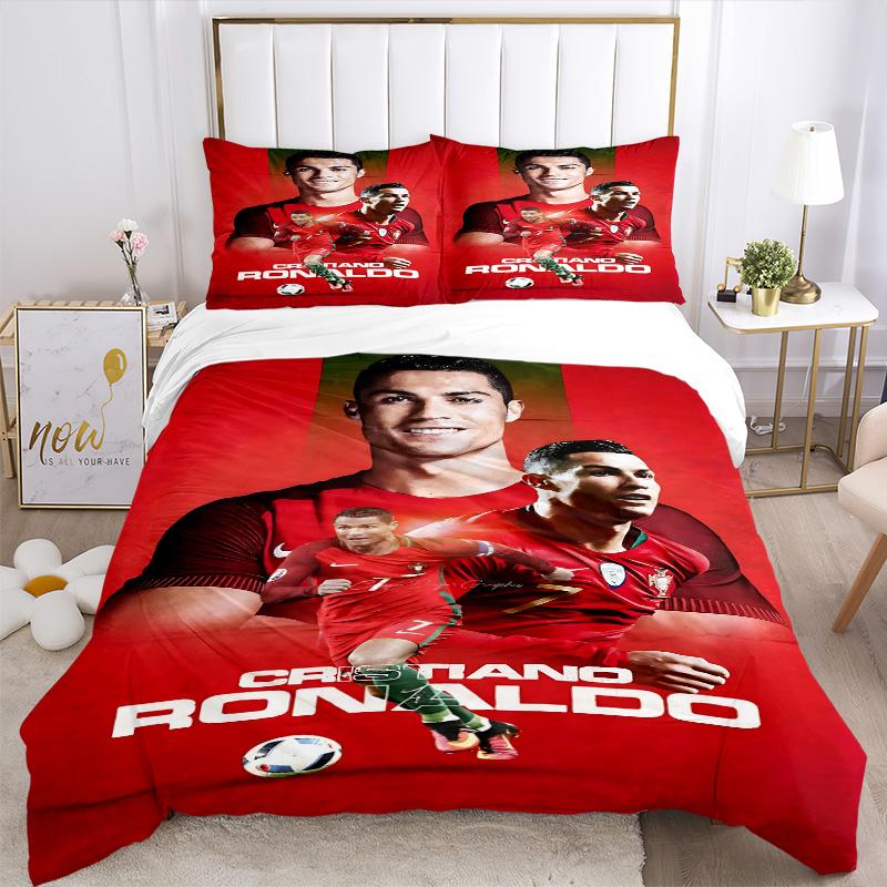 Ronaldo'S Soccer Legend Print 3Pcs Bedding Setduvet Cover With 2 Bedropillowcase Home Birthday Gift
