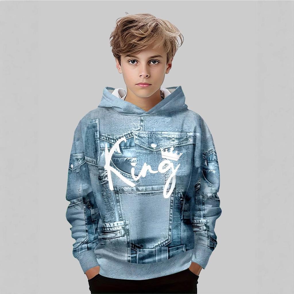 Autumn 3D Printed Hoodies Fashionable Casual Sports Long Sleeved Children's Boy Hooded Sweatshirts