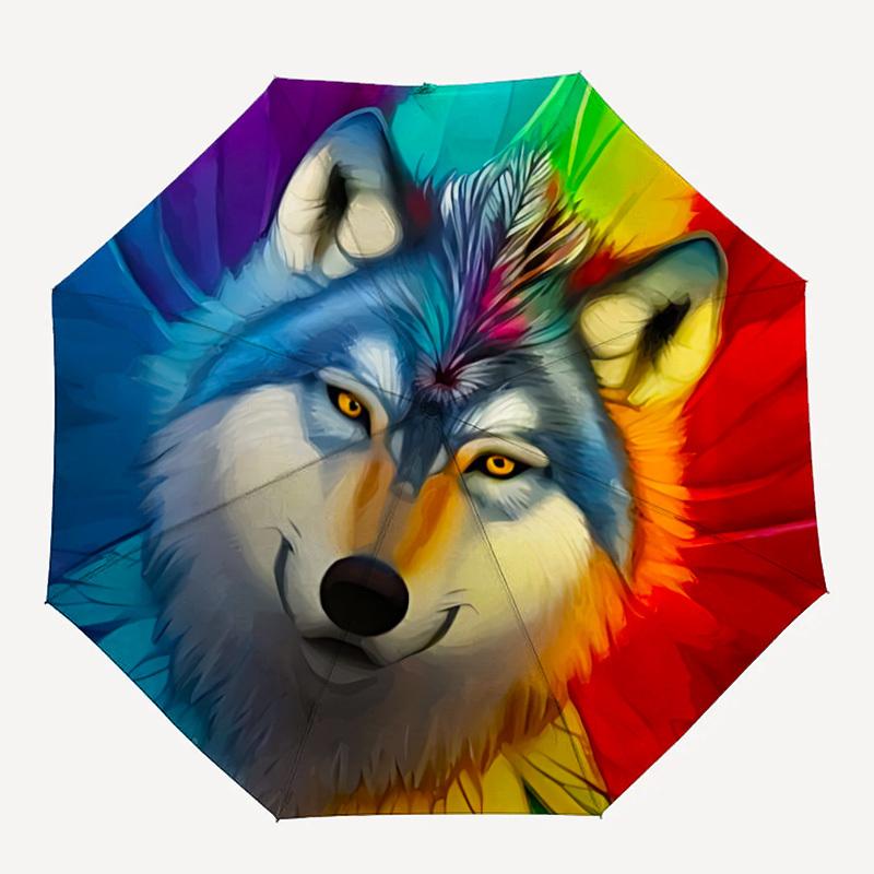 

1PC Rainbow Wolf Automatic Open/close, All-Season Portable Folding Umbrella for Women & Men yy250919214