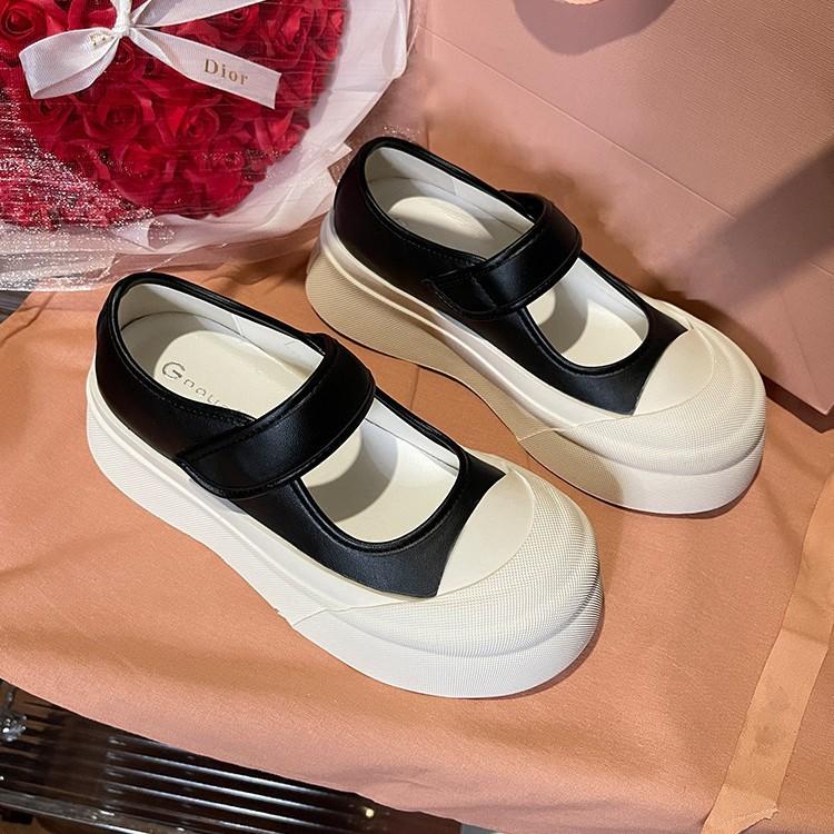 Winogronowa matka te same niewidoczne wewnętrzne podwyższenie wysokości 6 cm buty na obcasie buty Mary Jane duży czubek rzep babeczka małe skórzane buty okrągły czubek