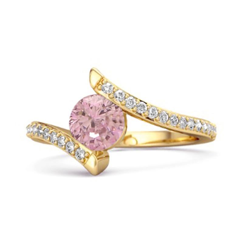 

Pink Topaz Contemporary Pavé Bypass Ring - Sterling Silver Gold Vermeil 11.5 золотий/жовтий
