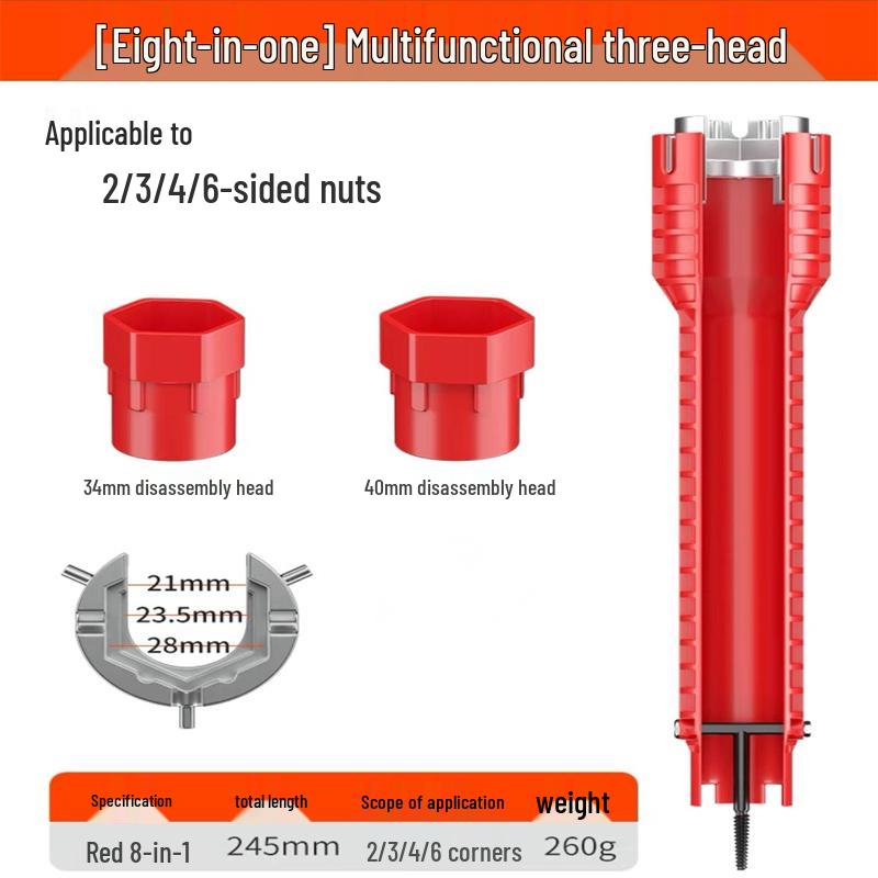 Multi-Use 8-in-1 Wrench for Aquarium & Bathroom Faucet Installation