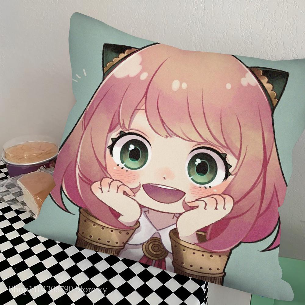 Spy X F-Family A-Anya Pillow Case Square Pillow Bedroom Sofa Leisure Comfort Cushion Car Living Room Home Decoration
