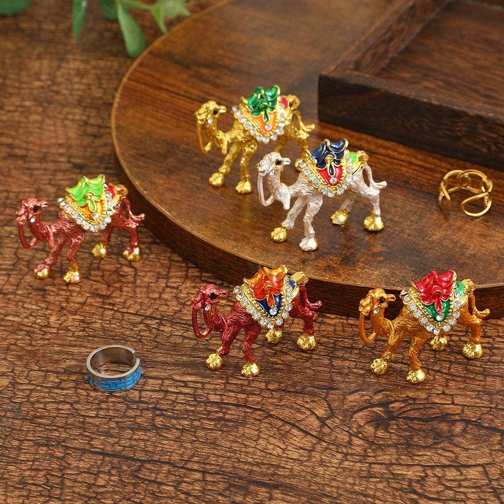 Vintage Ethnic Camel Jewelry Box Exquisite Luxury Desktop Camel Figurine Handmade Animal Trinket Box Display Holders
