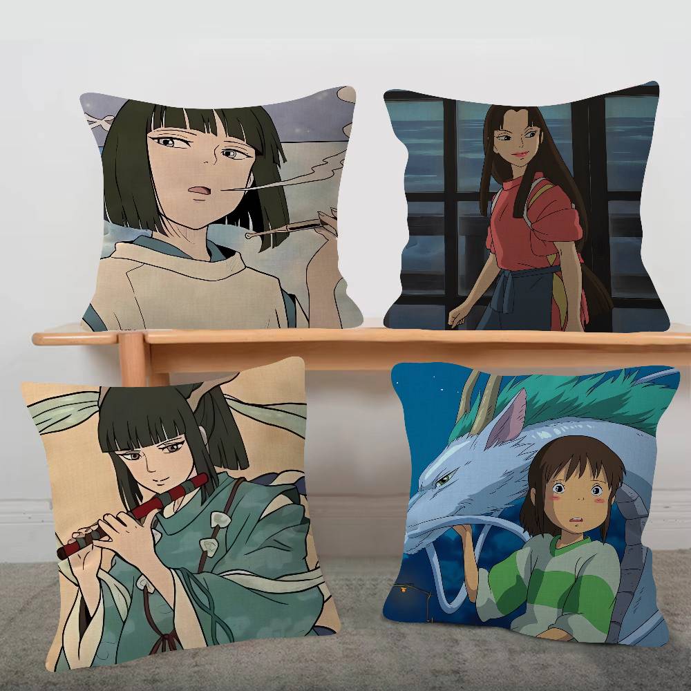 Anime Spirited Away Cute Cartoon L Game Cushion Cover Pillowcase Upholstery Sofa Throw Pillow Home Decor Pillowcas