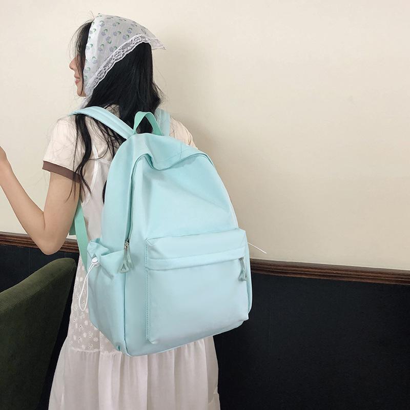 Summer New Solid Color Casual Letter Student Backpack Street Fashion Outdoor Double Shoulder Backpack Large and Small Sizes