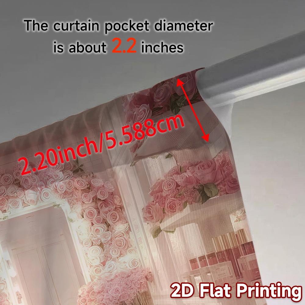 2pcs, 2D FLAT PRINTING Curtains (Without Rod) BlushBloom Vanity Popular Creative Curtains Prints Light Filtering Curtains
