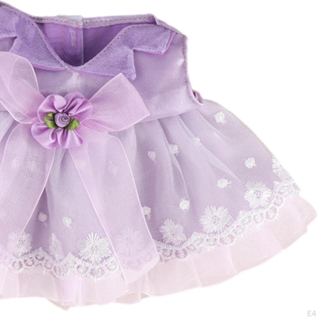 3 Pieces Doll Dress with Ribbon Hairpin Necklace, Miniature Clothing Accessories for 38cm Dolls,