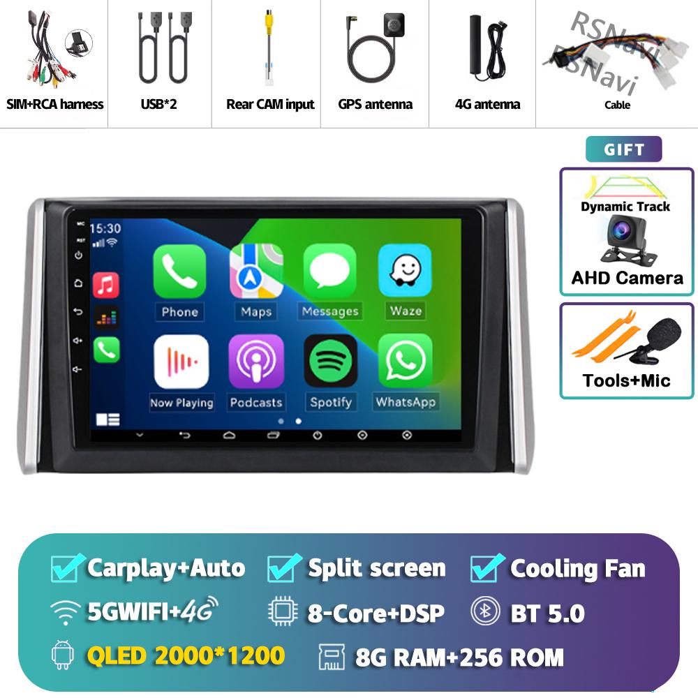 Android 14 Carplay Car Radio For Toyota RAV4 XA50 2018 - 2020 Multimedia Video Player Navigation GPS Stereo 2Din DVD 360 Camera