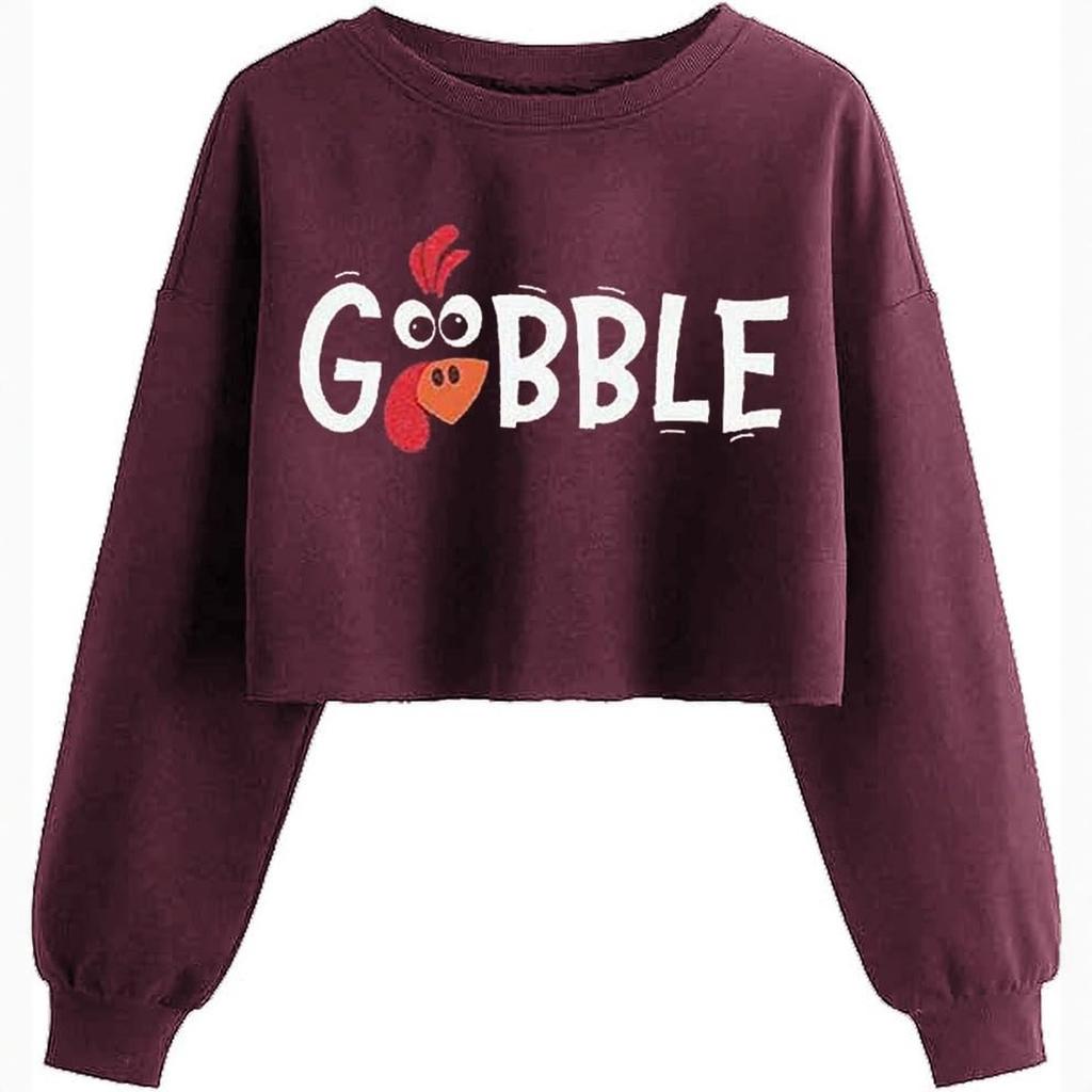 Women's Crop Sweatshirt Fall Halloween Long Sleeve Pullover Sweatshirt