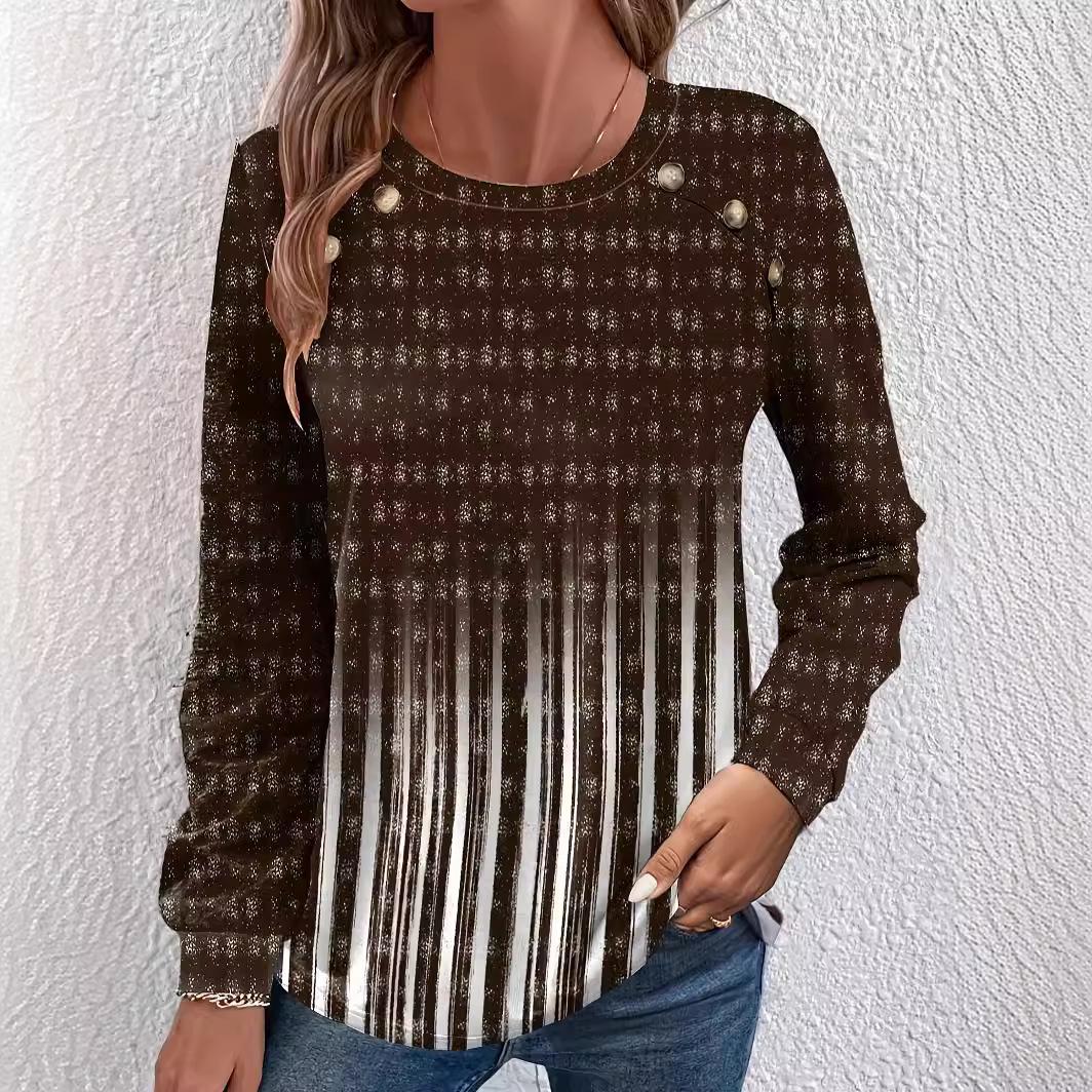 

Женская футболка с круглым вырезом и длинными рукавами с принтом XXL коричневый