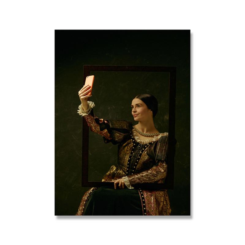 

Забавная женщина, селфи, холст, картина, портрет, плакаты с жевательной резинкой и принты, настенная художественная картина для гостиной, Настенный декор, Cuadros 21x30cm No Frame