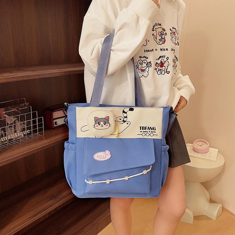 Trendy Large-Capacity Tutoring Shoulder Bag for Female Students