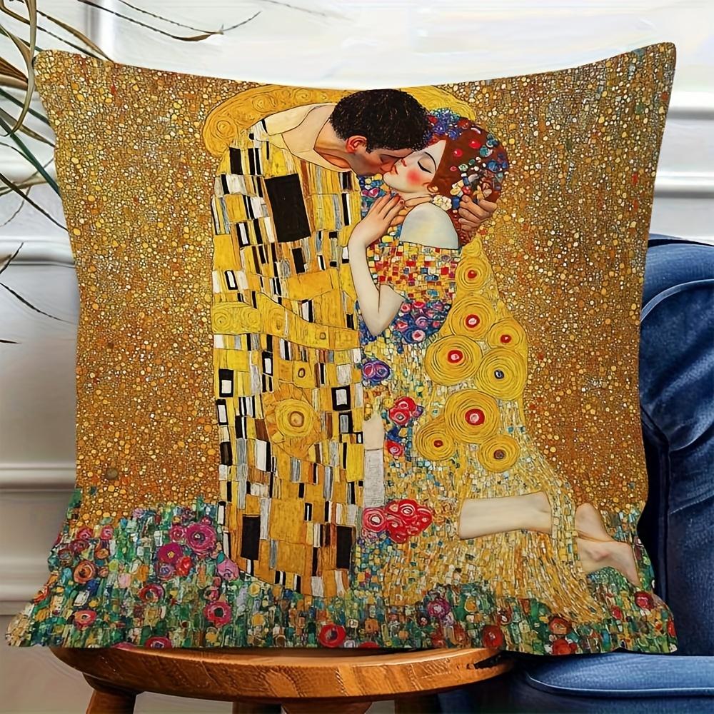 pc Gustav Klimt The Kiss Pillow Cover Polyester D DoubleSided Print Famous Art Nouveau Painting Art Lover Home Car Decor