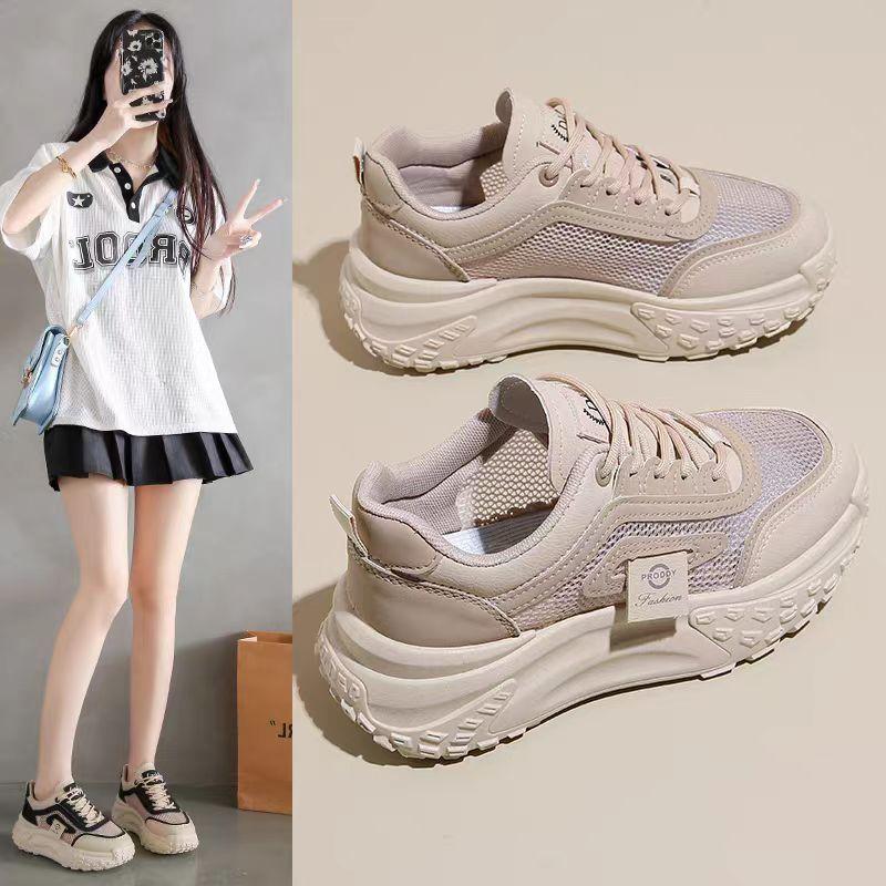 Damesko Nye Allsidige Enkelt Mesh Sneakers Studenter Plattform Pappa Sko Sommer Utspart Maternitetssko