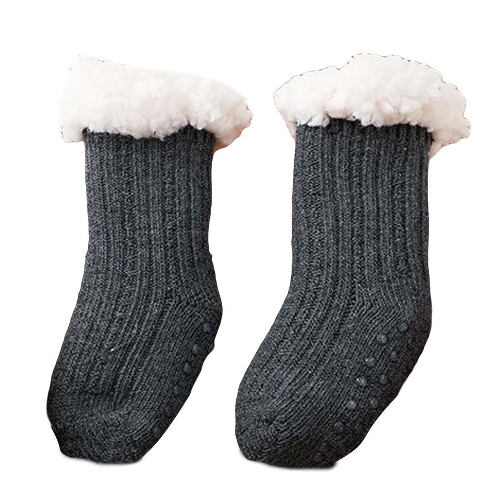 Zimowe chłopięce skarpetki dziewczęce zagęścić krótkie skarpetki z dzianiny solidne ciepłe bawełniane skarpetki dziecięce małe dzieci niemowlęta antypoślizgowe skarpetki podłogowe