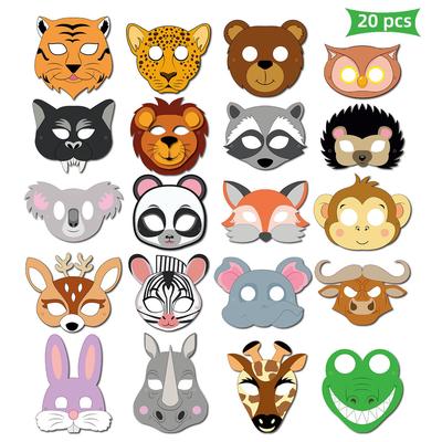 Maschere di Animali Selvatici dello Zoo della Giungla: Decorazioni per Festa di Compleanno a Tema Cartoni Animati per Scuola dell'Infanzia (Confezione da 20)