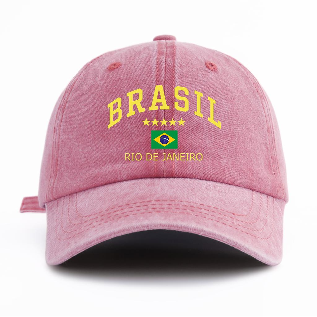 Berretto da Baseball Unisex con Stampa Bandiera Lettere Brasile Lavato Cappello da Papà Retrò Vintage Disponibile in Diversi Colori Retrò Cappello da Sole da Esterno