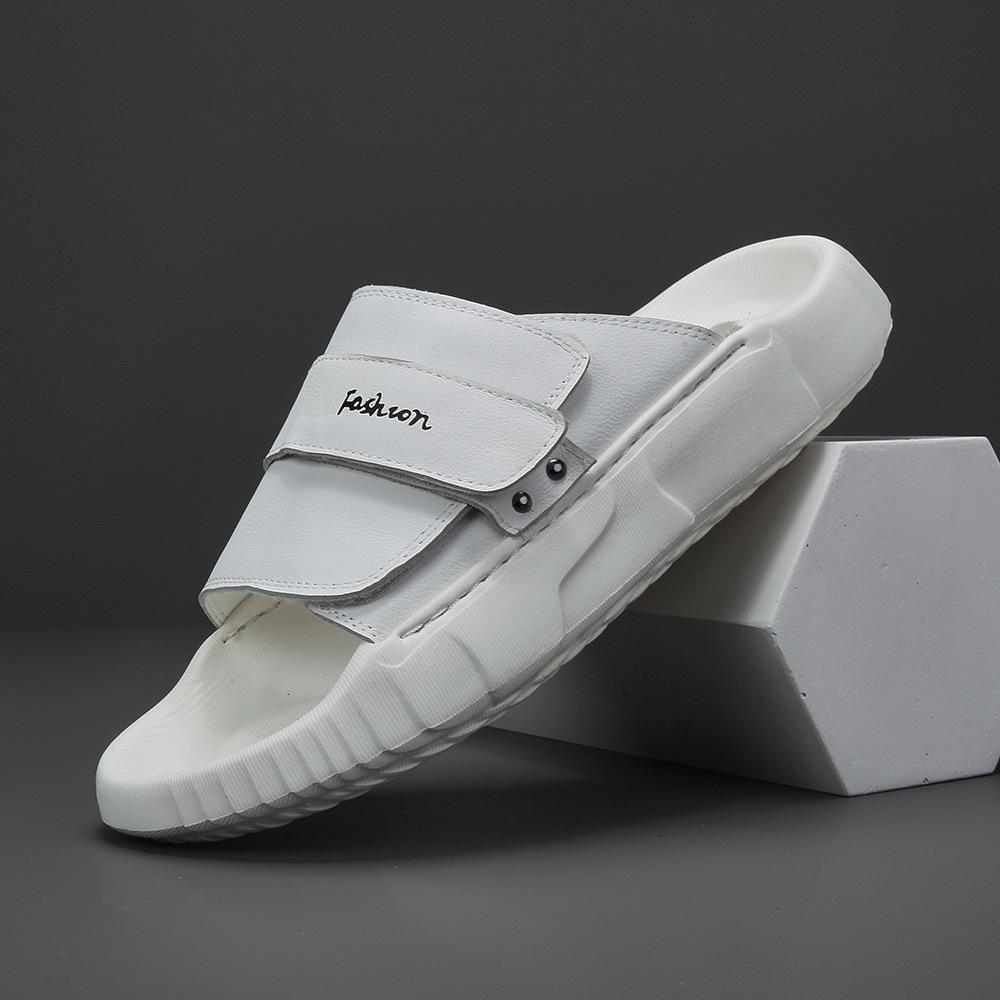 

Модные летние мужские тапочки из коровьей кожи первого слоя, модная повседневная дизайнерская обувь, мужские шлепанцы с мягкой подошвой и нескользящей кожей для мужчин 45