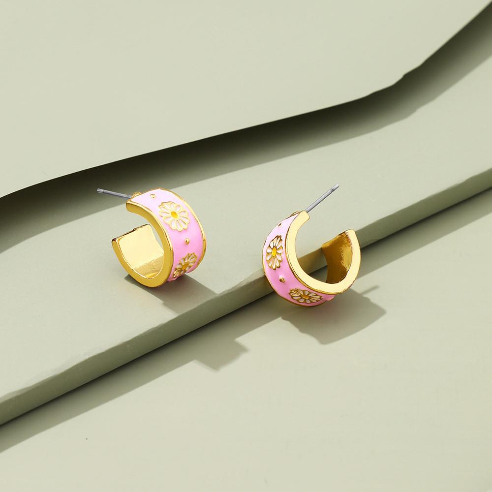 Geometric Alloy Unique Earrings With Artificial Stones Elegant Womens Jewelry