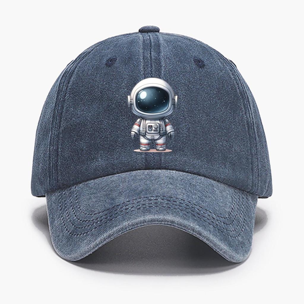 Chic Astronaut Print Women's Baseball Cap, Adjustable Non-Elastic Breathable Fashionable Snap Closure