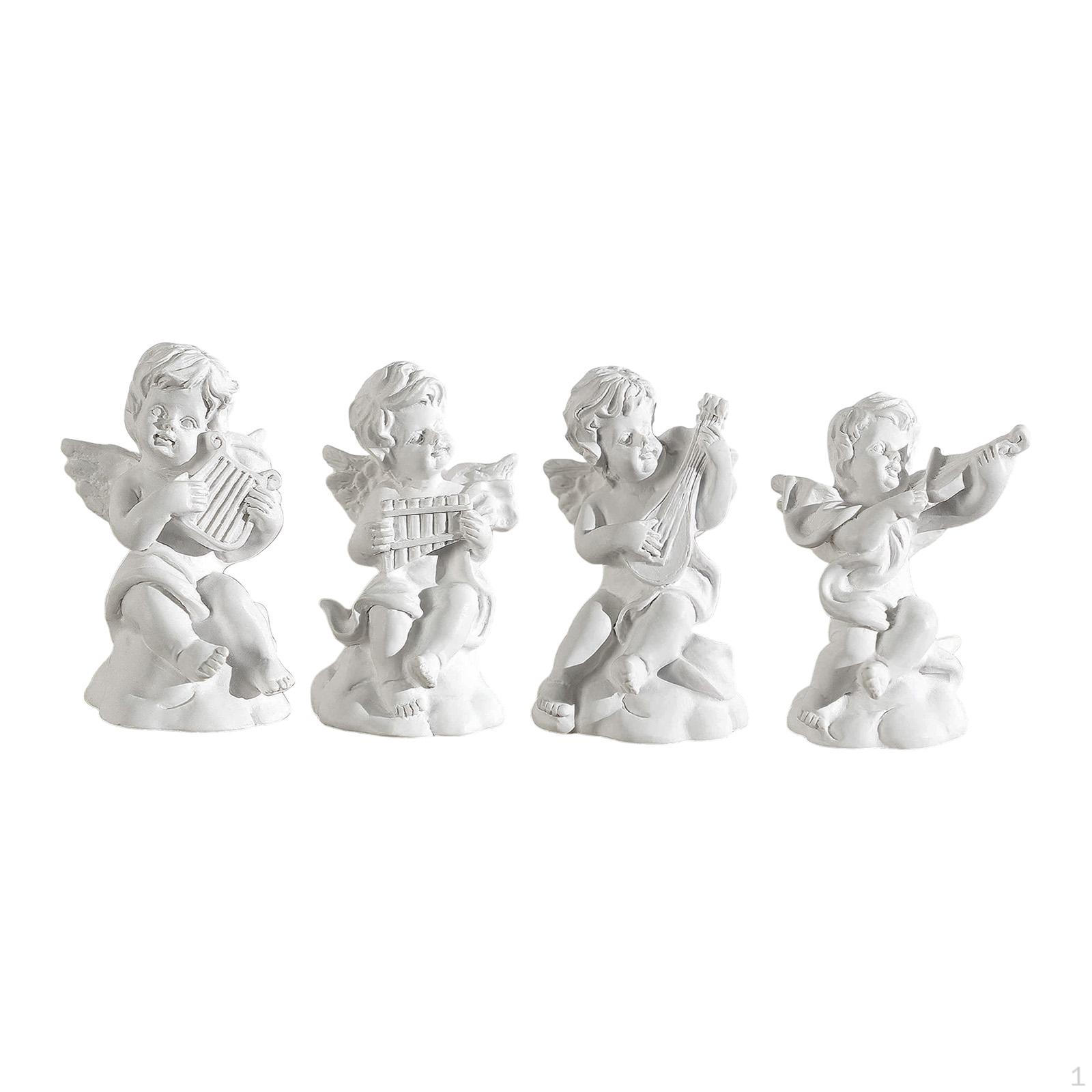 

4 шт. Статуэтки херувимов, настольные фигурки, произведения искусства, миниатюрные смоляные музыкальные скульптуры, фигурки маленьких ангелов для