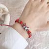 Adjustable Black White String Rope Braided Bracelet for Women Pink Butterfly Pendant Charm Bracelets Handmade Jewelry Girl Gifts