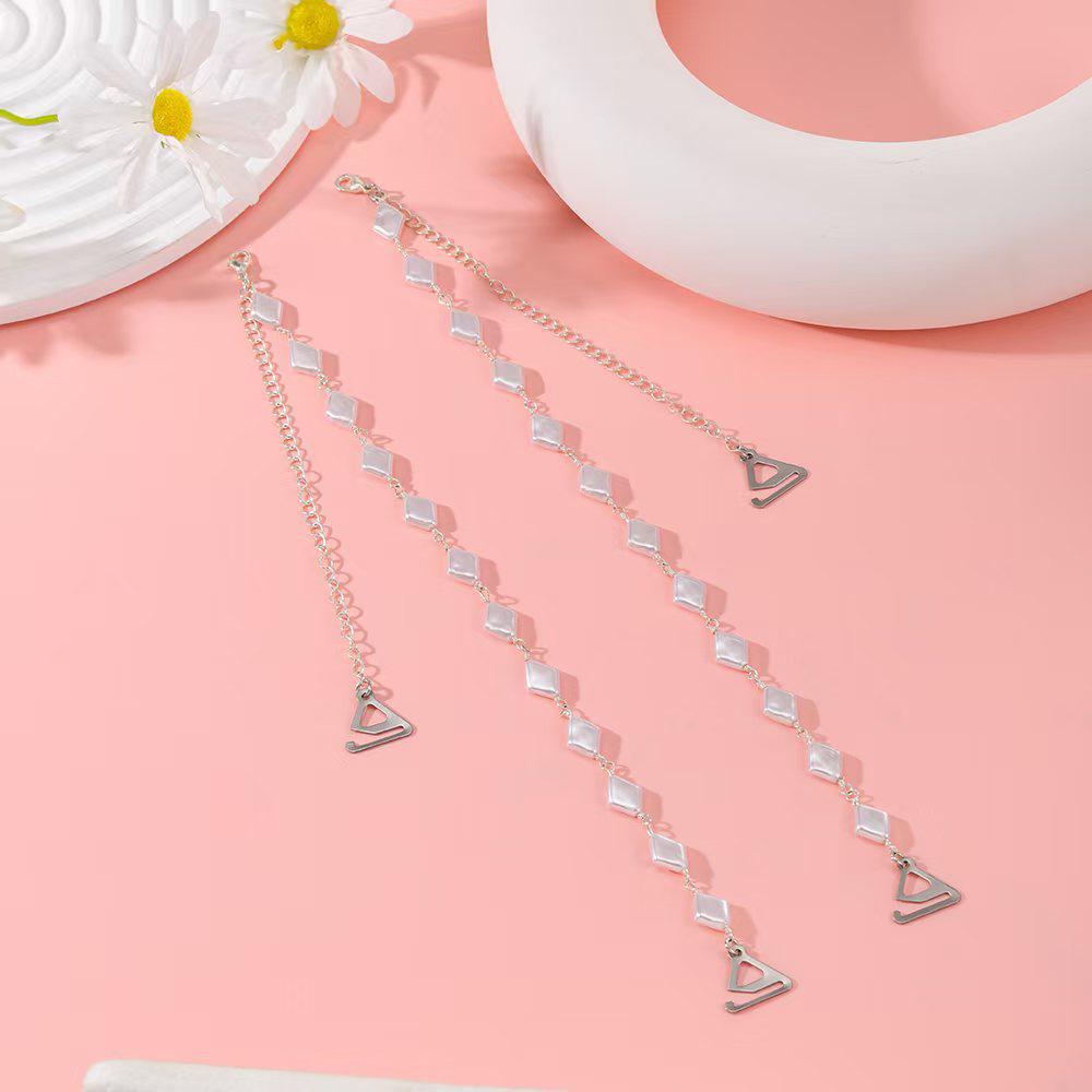 Pearl Rhombus Sling Dress Strap - Fashionable Metal Shoulder Chain Accessory