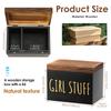 Wooden Tampon Holder Container Feminine Product Storage Box with Lid Multi-purpose Sanitary Napkin Organizer Box for Bathroom